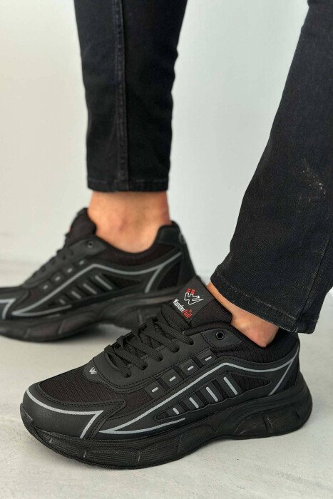 PLATFORM LACING RUNNING MEN SNEAKERS BLACK/ E ZEZE - KLAUDIO FASHION