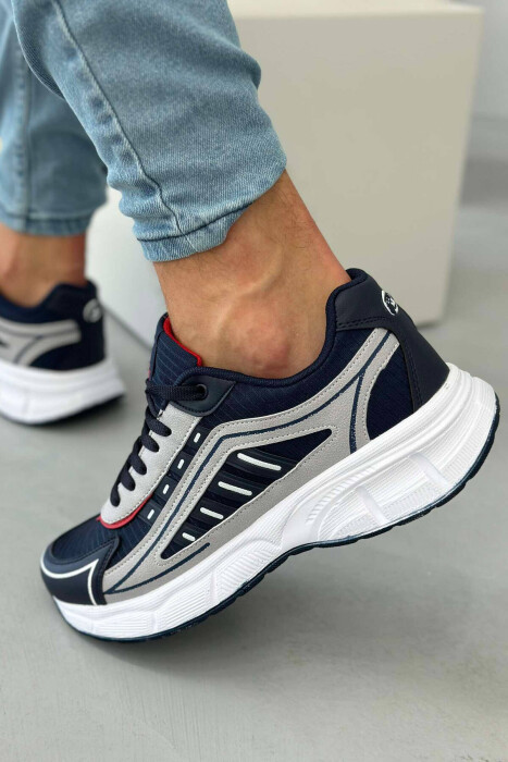 PLATFORM LACING RUNNING MEN SNEAKERS BLUE-WHITE/BLBA - 2