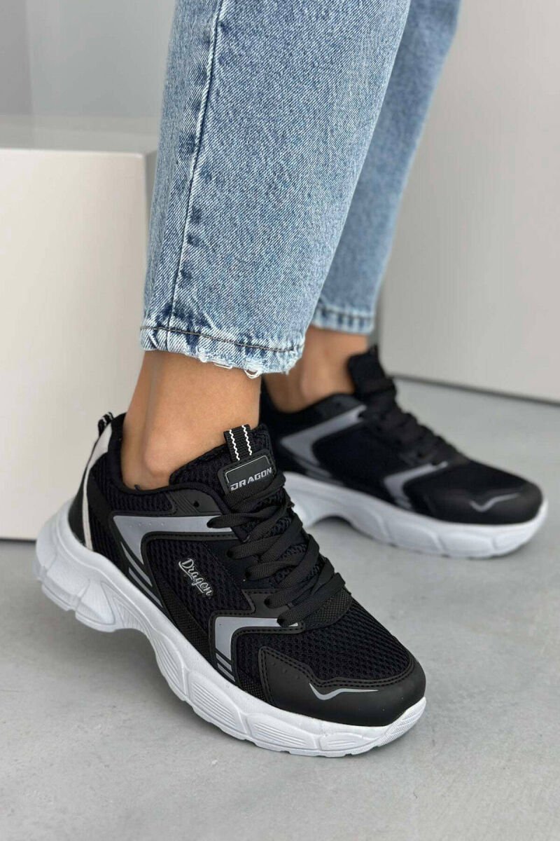 PLATFORM LACING RUNNING WOMEN SNEAKERS BLACK-GREY/ZEGR - 2