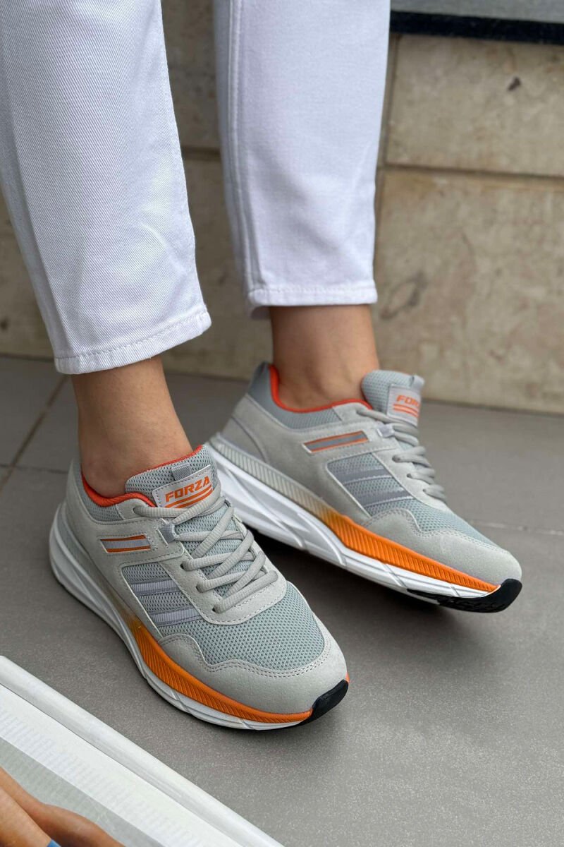 PLATFORM LACING RUNNING WOMEN SNEAKERS LIGHT GREY-ORANGE/GZPO - 1