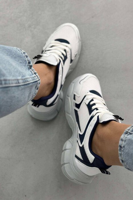 PLATFORM LACING RUNNING WOMEN SNEAKERS WHITE-BLUE/BABL - 3