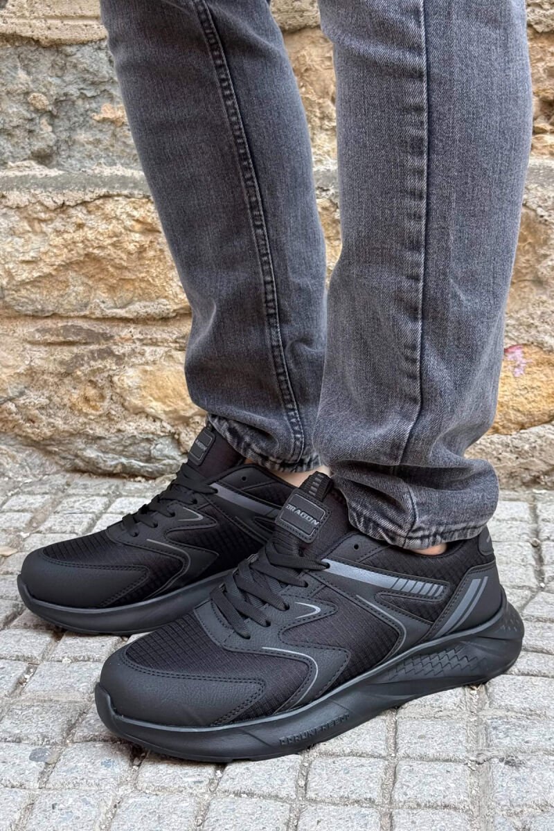 PLATFORM LACING SIMPLE MEN SNEAKERS BLACK/ E ZEZE - 3