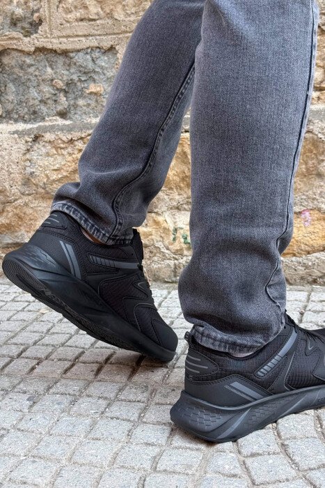 PLATFORM LACING SIMPLE MEN SNEAKERS BLACK/ E ZEZE - 4