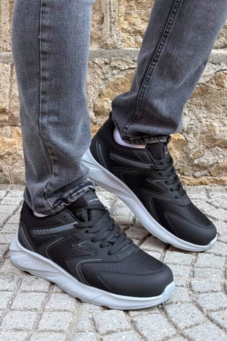 PLATFORM LACING SIMPLE MEN SNEAKERS BLACK-GREY/ZEGR - 1