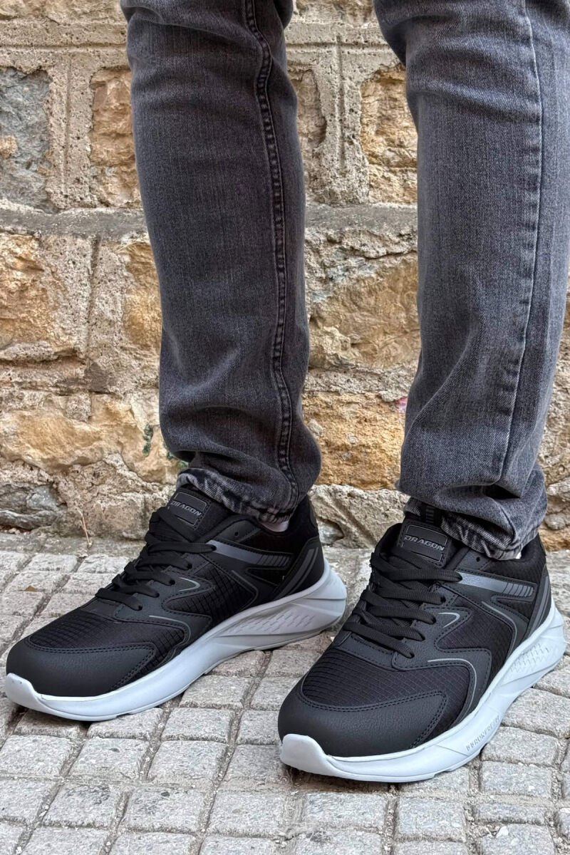PLATFORM LACING SIMPLE MEN SNEAKERS BLACK-GREY/ZEGR - 4