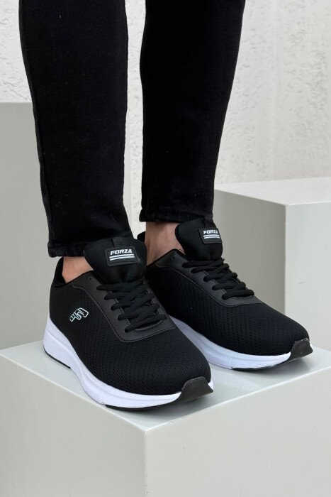 PLATFORM LACING SIMPLE MEN SNEAKERS BLACK-WHITE/ZEBA - KLAUDIO FASHION