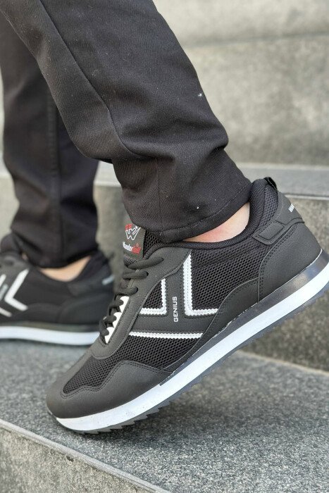 PLATFORM LACING SIMPLE MEN SNEAKERS BLACK-WHITE/ZEBA - 4
