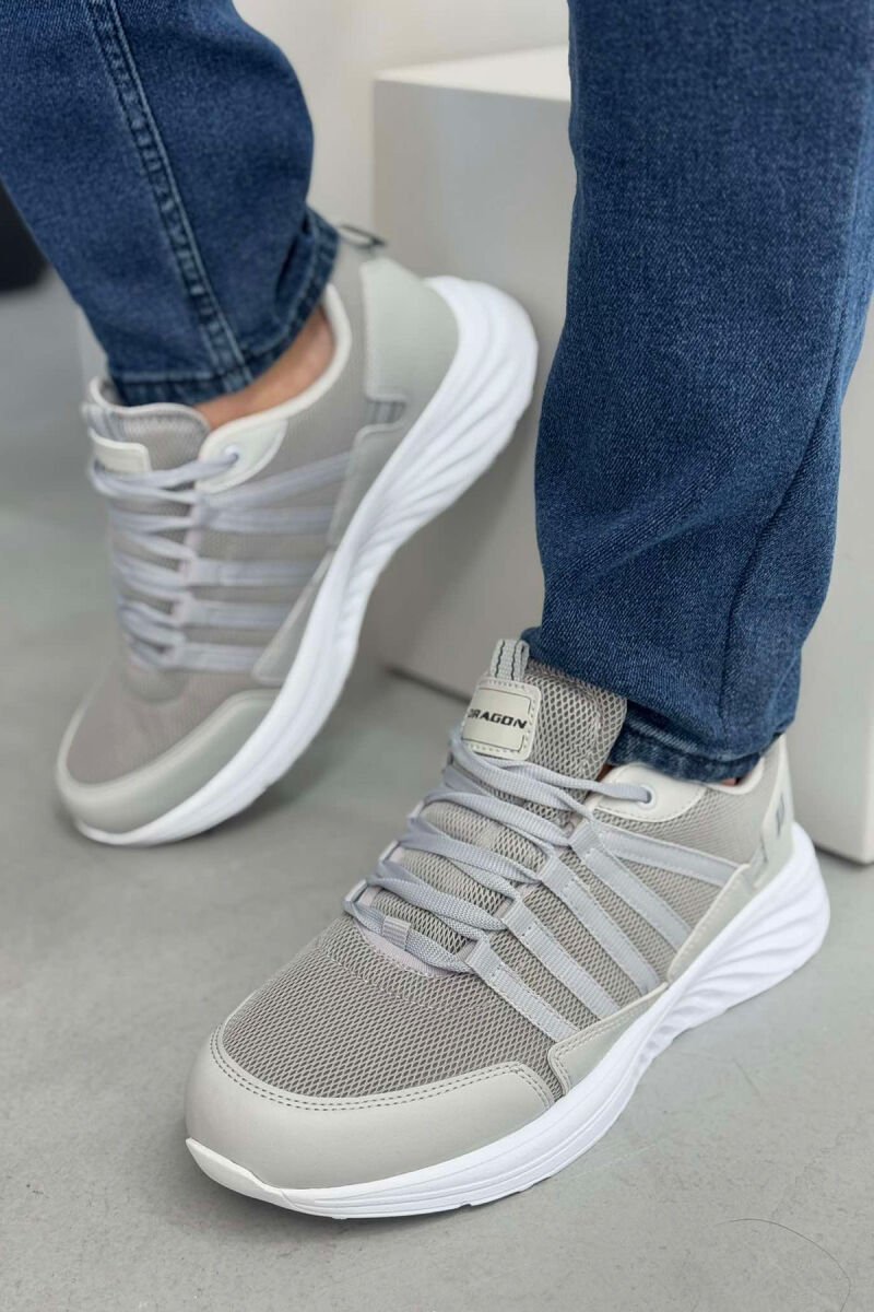 PLATFORM LACING SIMPLE MEN SNEAKERS LIGHT GREY/GZ - 1