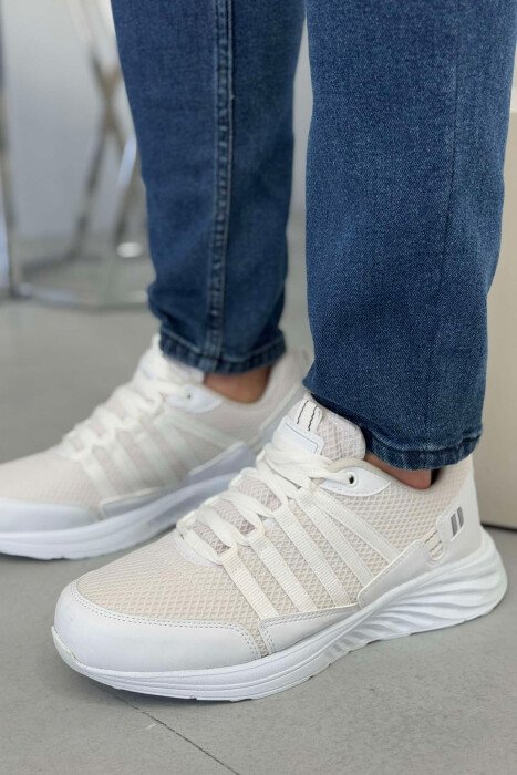 PLATFORM LACING SIMPLE MEN SNEAKERS WHITE-E BARDHE - KLAUDIO FASHION