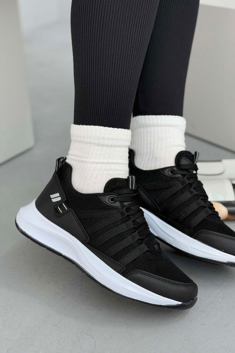 PLATFORM LACING SIMPLE WOMEN SNEAKERS BLACK-WHITE/ZEBA - 1