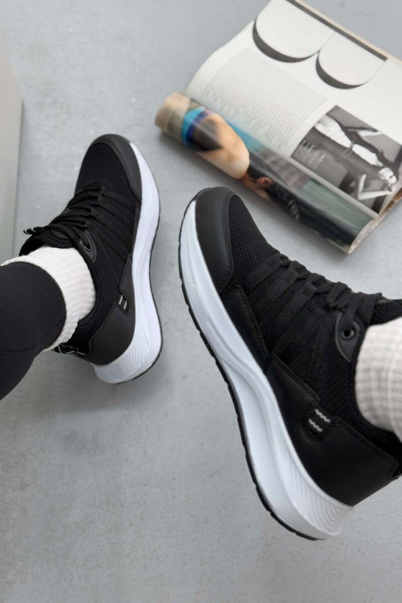 PLATFORM LACING SIMPLE WOMEN SNEAKERS BLACK-WHITE/ZEBA - 2