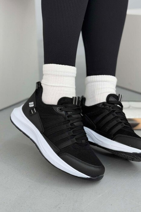 PLATFORM LACING SIMPLE WOMEN SNEAKERS BLACK-WHITE/ZEBA - 3