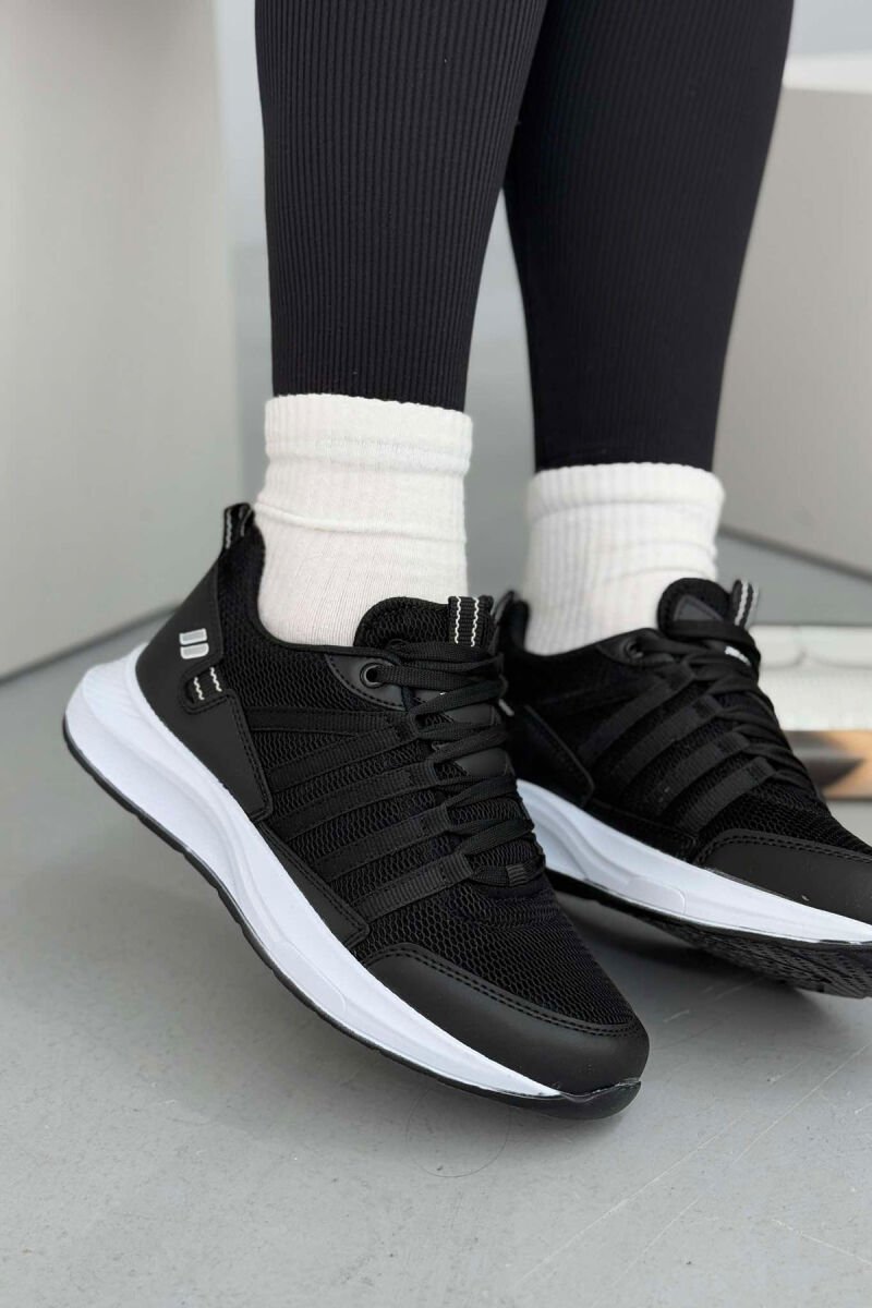 PLATFORM LACING SIMPLE WOMEN SNEAKERS BLACK-WHITE/ZEBA - 3