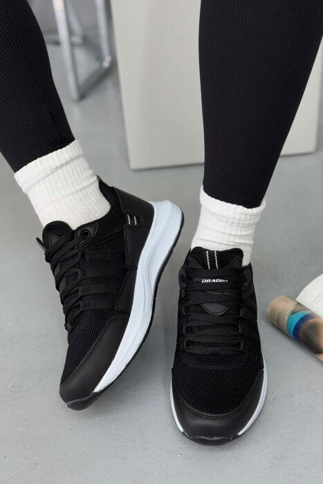 PLATFORM LACING SIMPLE WOMEN SNEAKERS BLACK-WHITE/ZEBA - 4