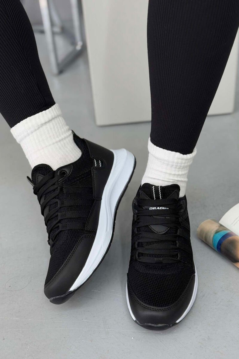 PLATFORM LACING SIMPLE WOMEN SNEAKERS BLACK-WHITE/ZEBA - 4