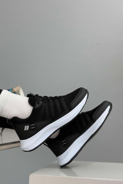 PLATFORM LACING SIMPLE WOMEN SNEAKERS BLACK-WHITE/ZEBA - 5