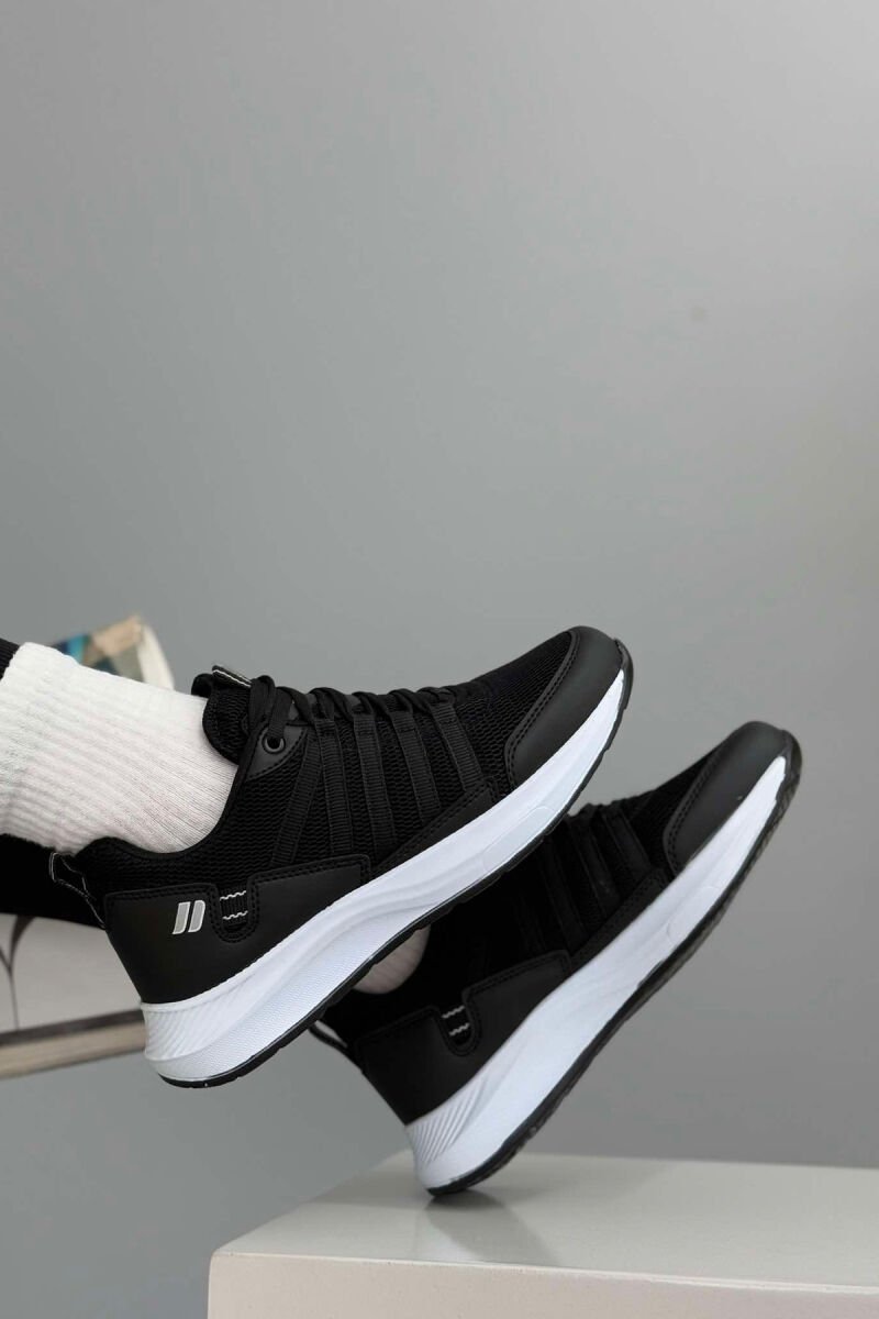 PLATFORM LACING SIMPLE WOMEN SNEAKERS BLACK-WHITE/ZEBA - 5