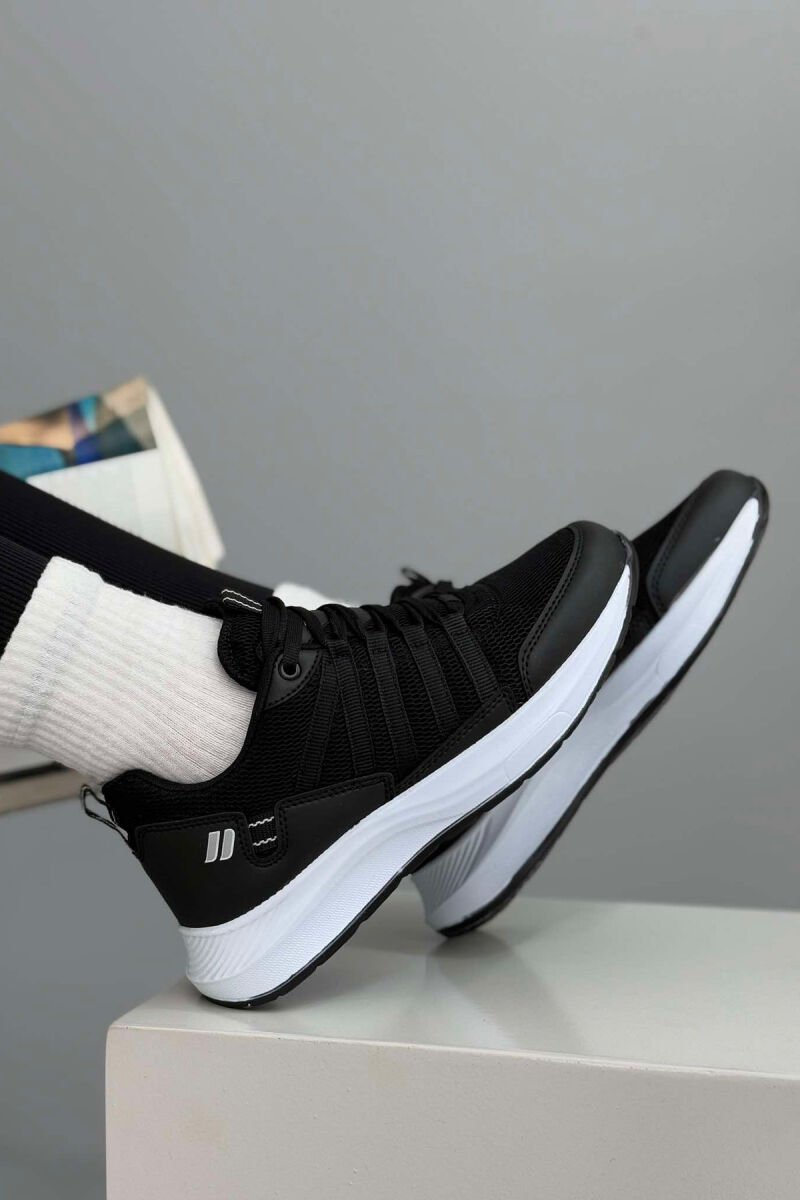 PLATFORM LACING SIMPLE WOMEN SNEAKERS BLACK-WHITE/ZEBA - 6