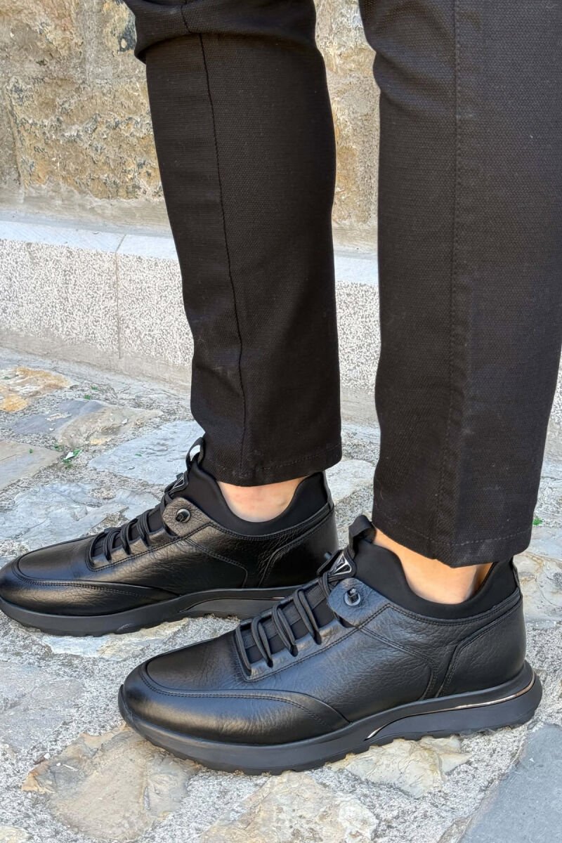 PLATFORM LEATHER ELASTIC LACES MEN SHOES BLACK/ E ZEZE - 2
