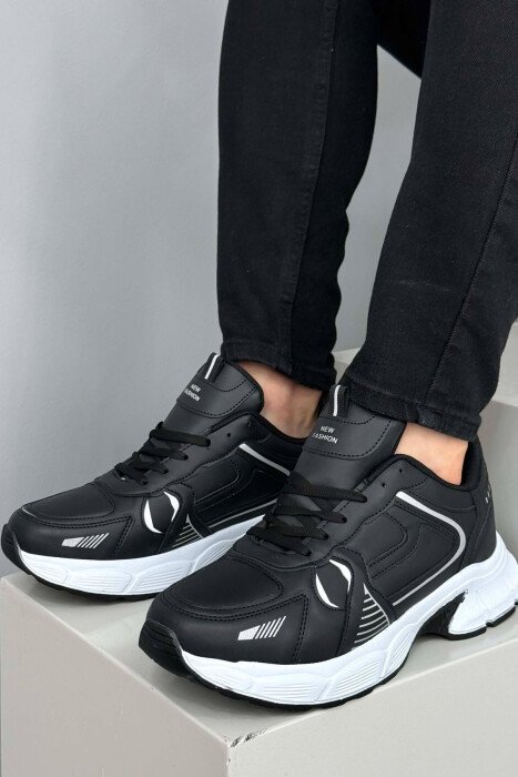 PLATFORM SIMPLE MEN SNEAKERS BLACK-WHITE/ZB - KLAUDIO FASHION