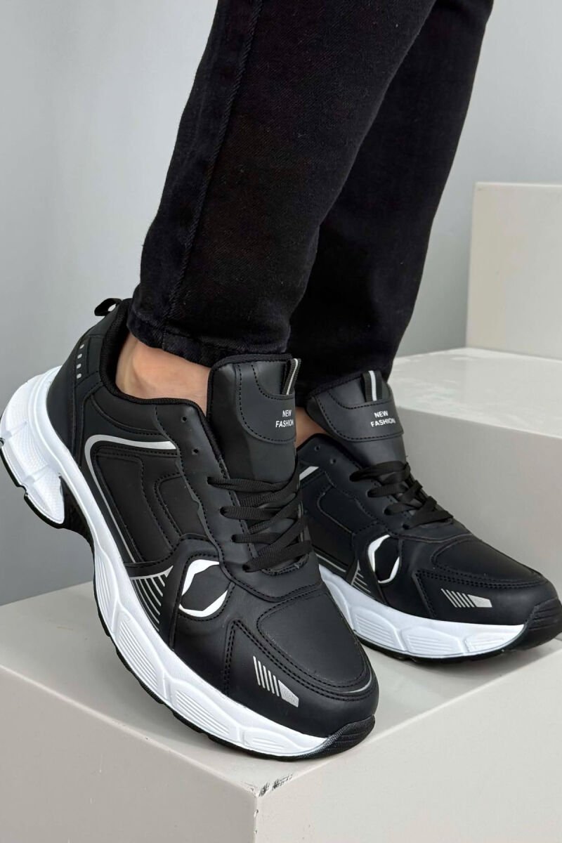PLATFORM SIMPLE MEN SNEAKERS BLACK-WHITE/ZB - 3