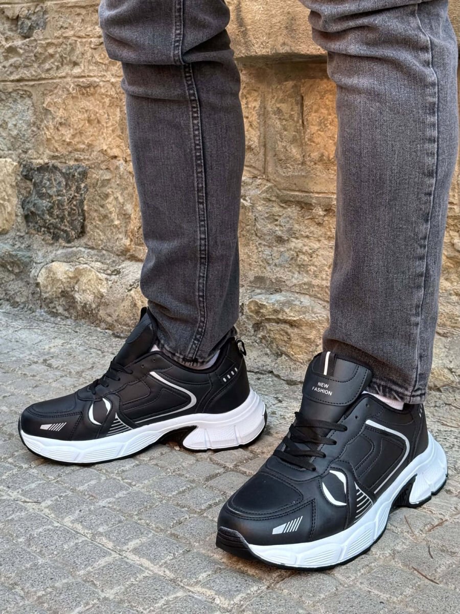 PLATFORM SIMPLE MEN SNEAKERS BLACK-WHITE/ZB - 1
