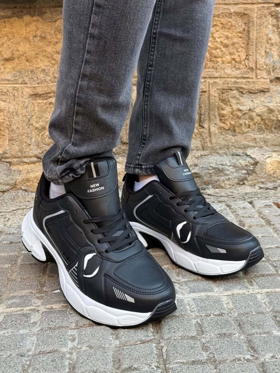 PLATFORM SIMPLE MEN SNEAKERS BLACK-WHITE/ZB - 4