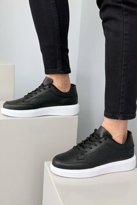 PLATFORM SIMPLE MEN SNEAKERS BLACK-WHITE/ZEBA - 7