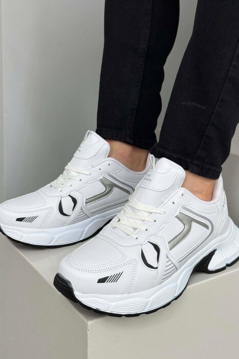 PLATFORM SIMPLE MEN SNEAKERS WHITE-BLACK/BAZE - KLAUDIO FASHION