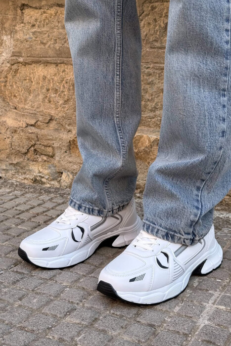 PLATFORM SIMPLE MEN SNEAKERS WHITE-BLACK/BAZE - KLAUDIO FASHION