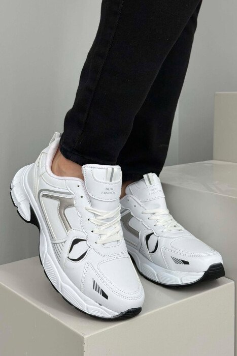 PLATFORM SIMPLE MEN SNEAKERS WHITE-BLACK/BAZE - 3