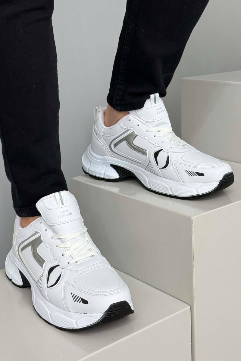 PLATFORM SIMPLE MEN SNEAKERS WHITE-BLACK/BAZE - 4