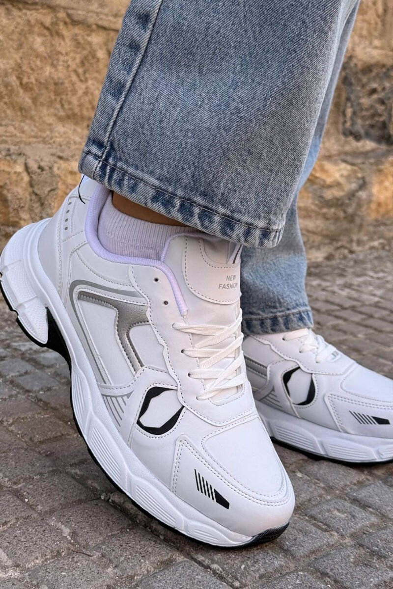 PLATFORM SIMPLE MEN SNEAKERS WHITE-BLACK/BAZE - 4