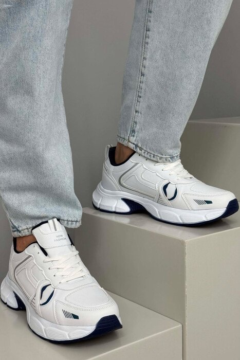 PLATFORM SIMPLE MEN SNEAKERS WHITE-BLUE/BABL - 3