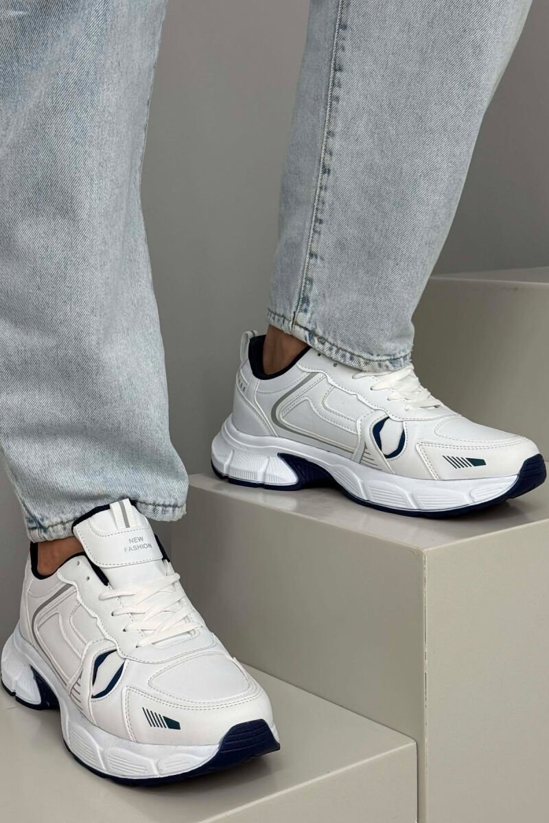 PLATFORM SIMPLE MEN SNEAKERS WHITE-BLUE/BABL - 3