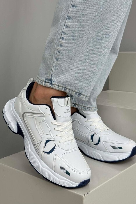 PLATFORM SIMPLE MEN SNEAKERS WHITE-BLUE/BABL - 4