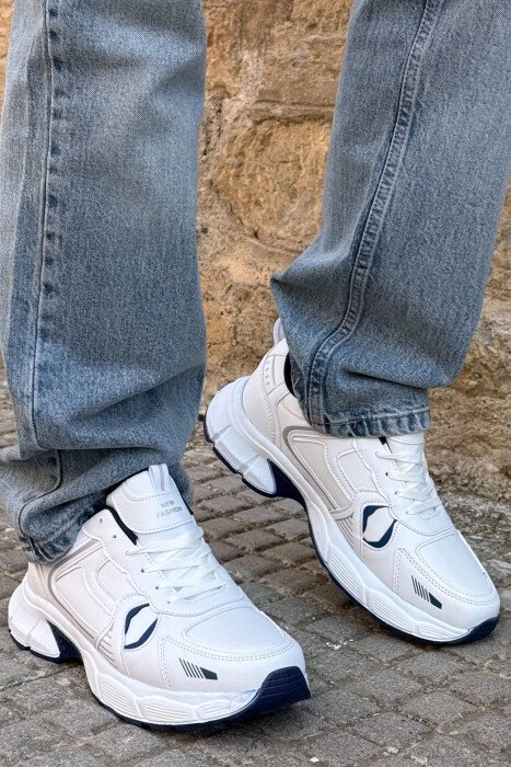 PLATFORM SIMPLE MEN SNEAKERS WHITE-BLUE/BABL - 2