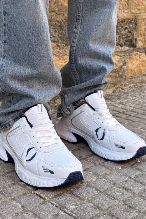 PLATFORM SIMPLE MEN SNEAKERS WHITE-BLUE/BABL - 3