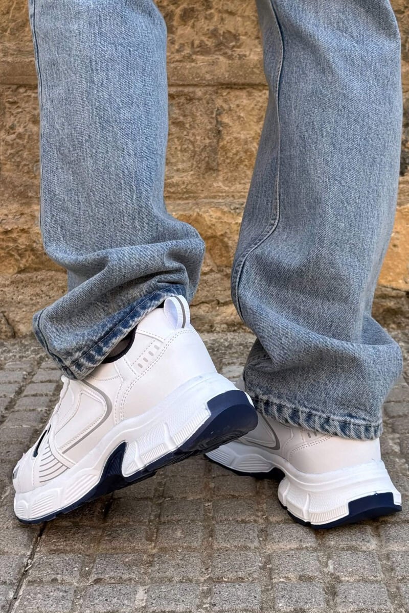 PLATFORM SIMPLE MEN SNEAKERS WHITE-BLUE/BABL - 4