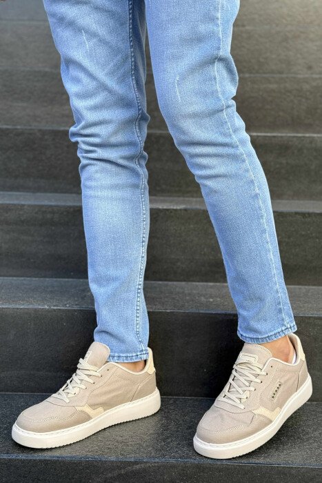 PLATFORM STARS DESIGNED SIMPLE MEN SNEAKERS BEIGE/BEZHE - 1