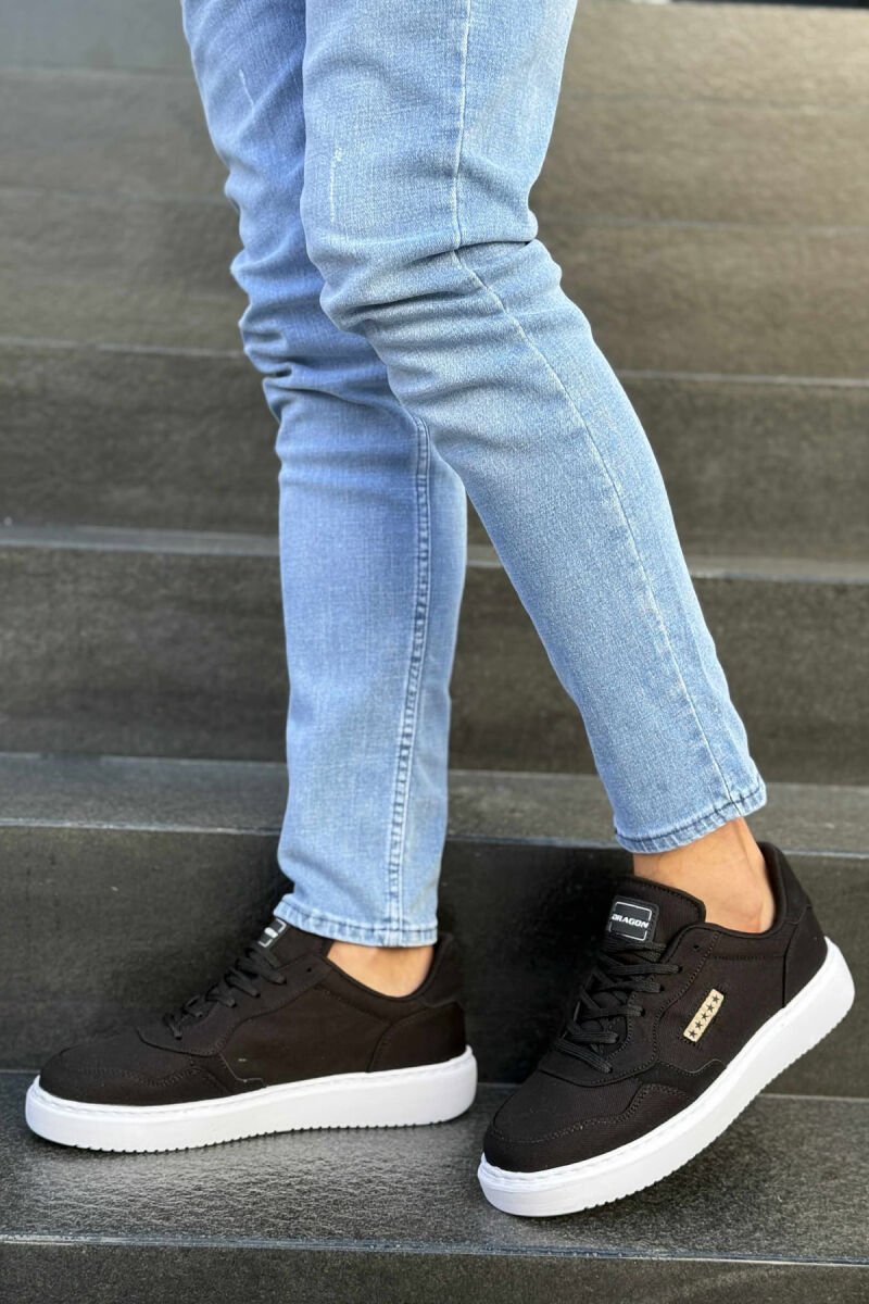 PLATFORM STARS DESIGNED SIMPLE MEN SNEAKERS BLACK-WHITE/ZEBA - 1