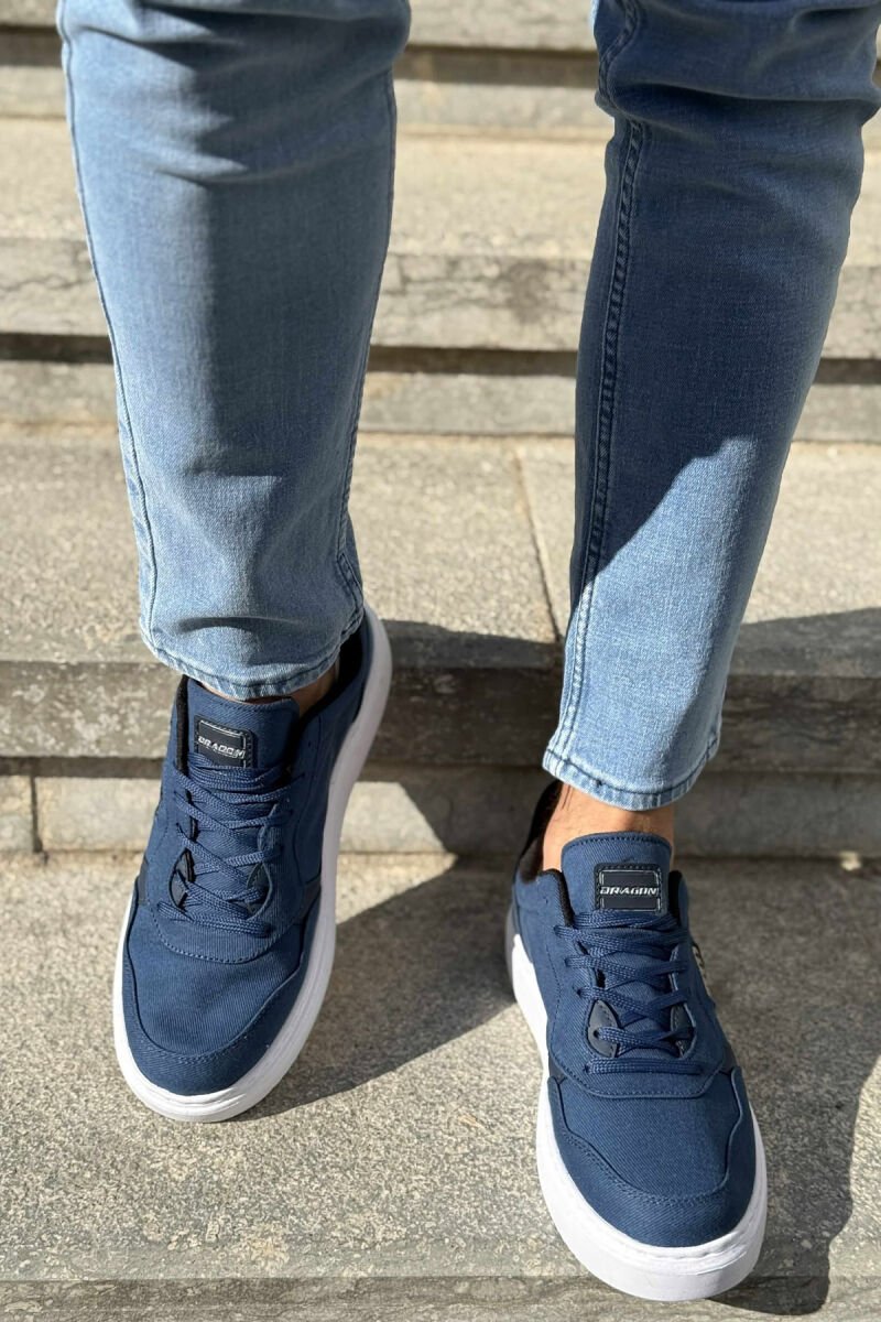 PLATFORM STARS DESIGNED SIMPLE MEN SNEAKERS BLUE-WHITE/BLBA - 2