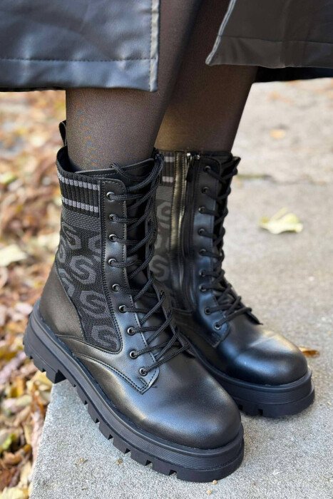 PLATFORM WOMEN ANKLE BOOTS BLACK/ E ZEZE - KLAUDIO FASHION