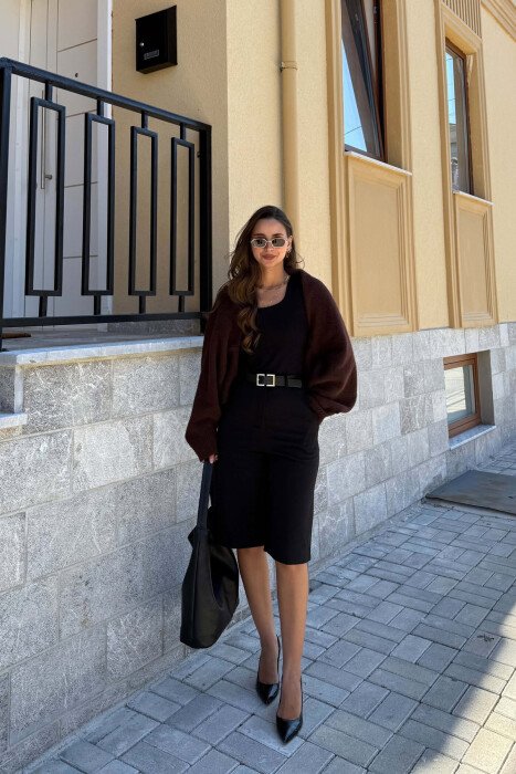 BOLERO NJE NGJYRESHE ME NJE SUP JASHTE PER FEMRA NE NGJYRE KAFE - 2