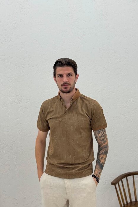 POLO NECK MEN T-SHIRT BROWN/KAFE - 1