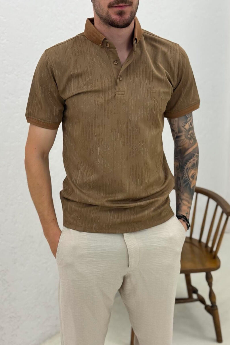 POLO NECK MEN T-SHIRT BROWN/KAFE - 2
