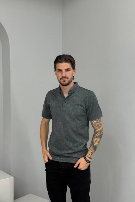 T-SHIRT ME JAKE POLO PER MESHKUJ NE NGJYRE GRI - KLAUDIO FASHION