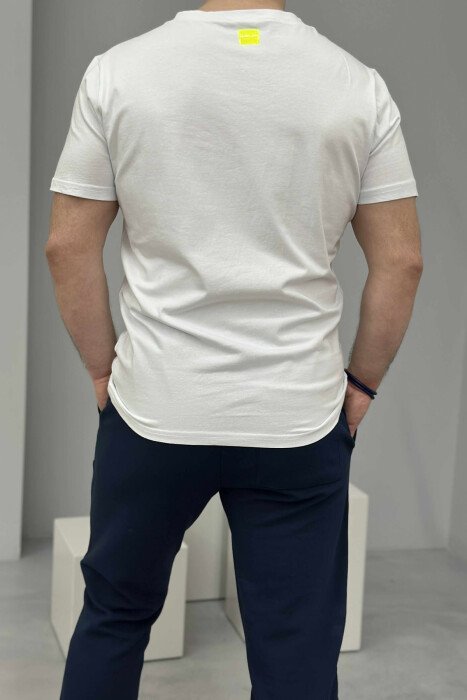 POCKET DETAIL SIMPLE MEN T-SHIRT WHITE-E BARDHE - 2
