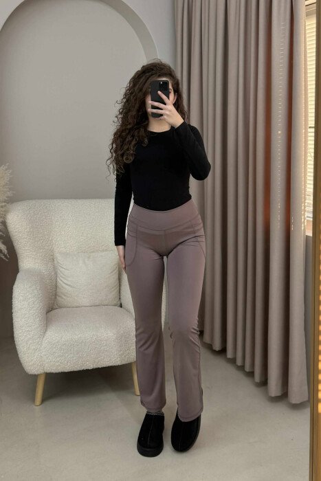POCKETS DETAIL WIDE LEG ONE COLOR WOMEN LEGGINGS VINEGAR/UTHULL - 3