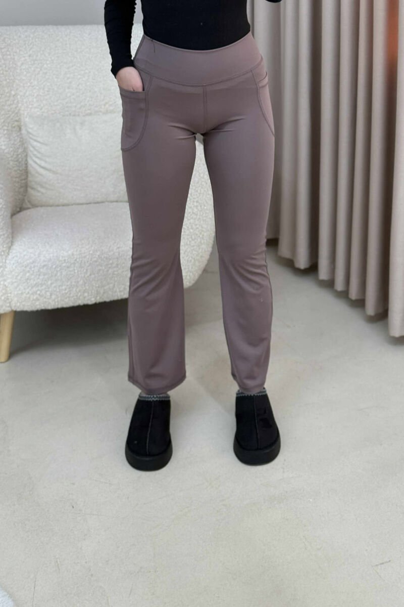 POCKETS DETAIL WIDE LEG ONE COLOR WOMEN LEGGINGS VINEGAR/UTHULL - 1